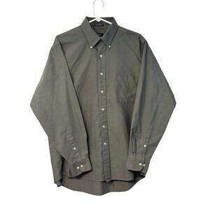 IZOD Mens Large Olive Green Button Down Long Sleeve Casual Shirt